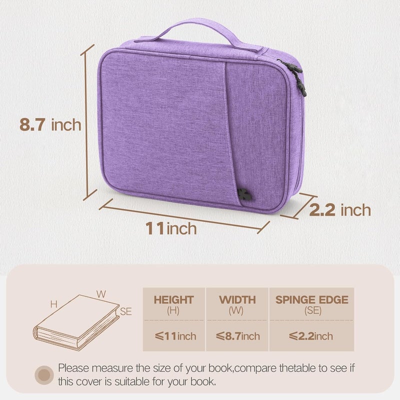 MOSLA Bible Cover Bag with for Women Men, Scripture Study Carrying Book Cover Church Bag with Handle and Pocket for Fathers Mothers Mom Kids, Catholic Church, Christian Gifts (violet, M) - Image 2